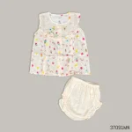 Premium Cotton Cone Printed FO Frock Set - Yellow