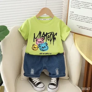 Premium Cotton Baby Tshirt with Short Pant Set (China)