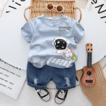 Premium Cotton Baby Tshirt with Short Jeans Set (China)