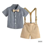 Premium Baby Boy Partywear Suit Half Sleeve Shirt - Short - Suspender & Bow Tie (China)