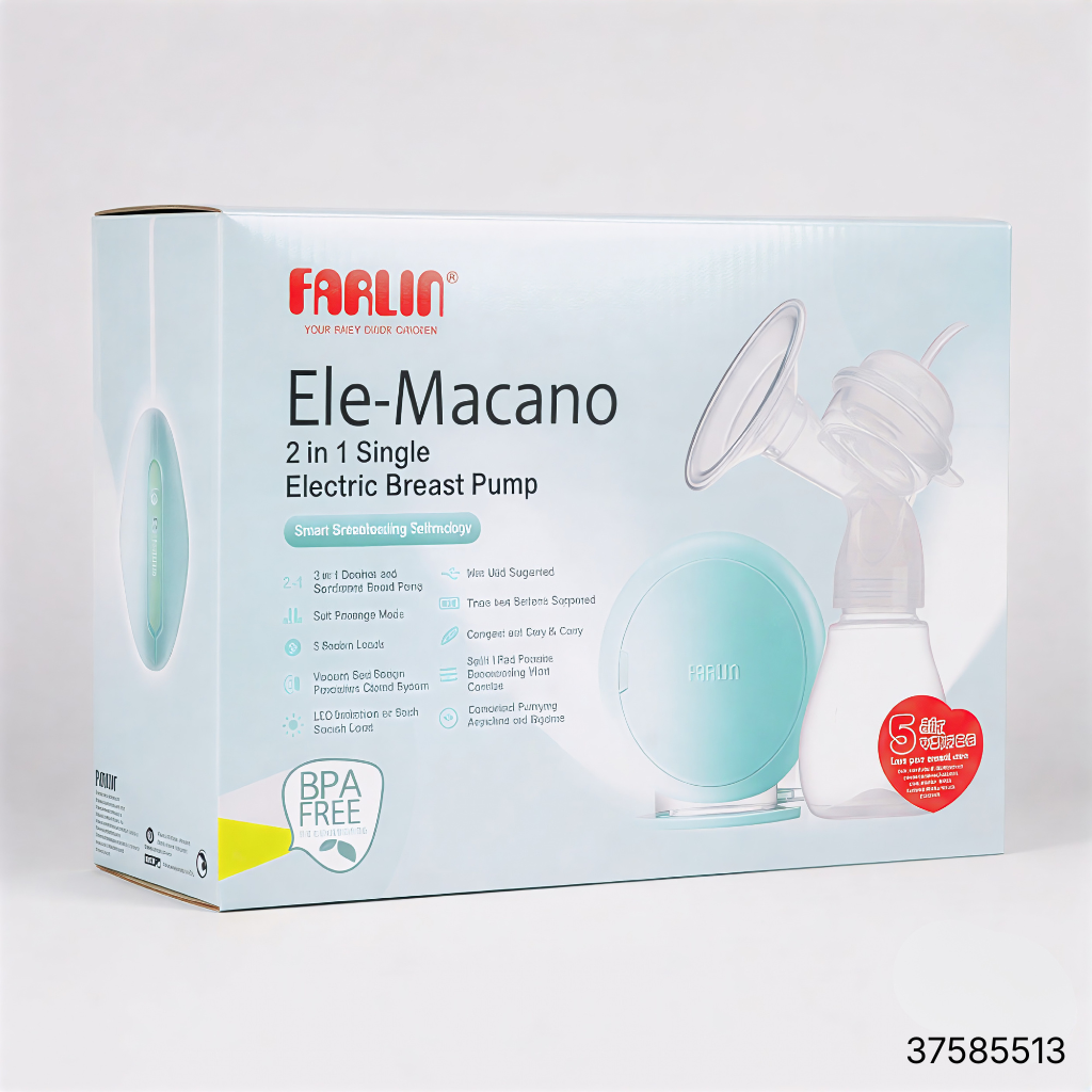 1 Farlin Ele-Macano 2 in 1 Single Electric Breast Pump With Milk Storge Bottle - Image 1