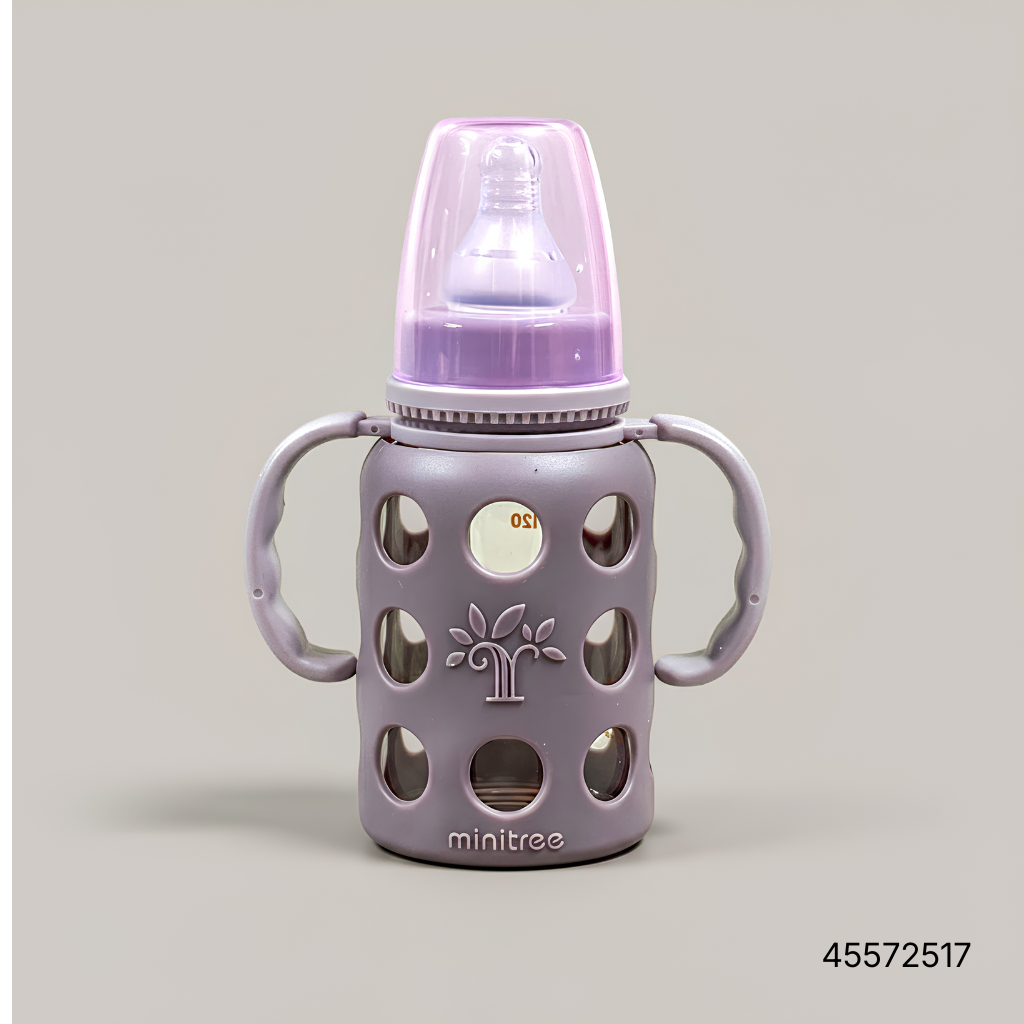 1 Minitree Slimneck Glass Feeding Bottle 3m+ 120ml - Purple - Image 1