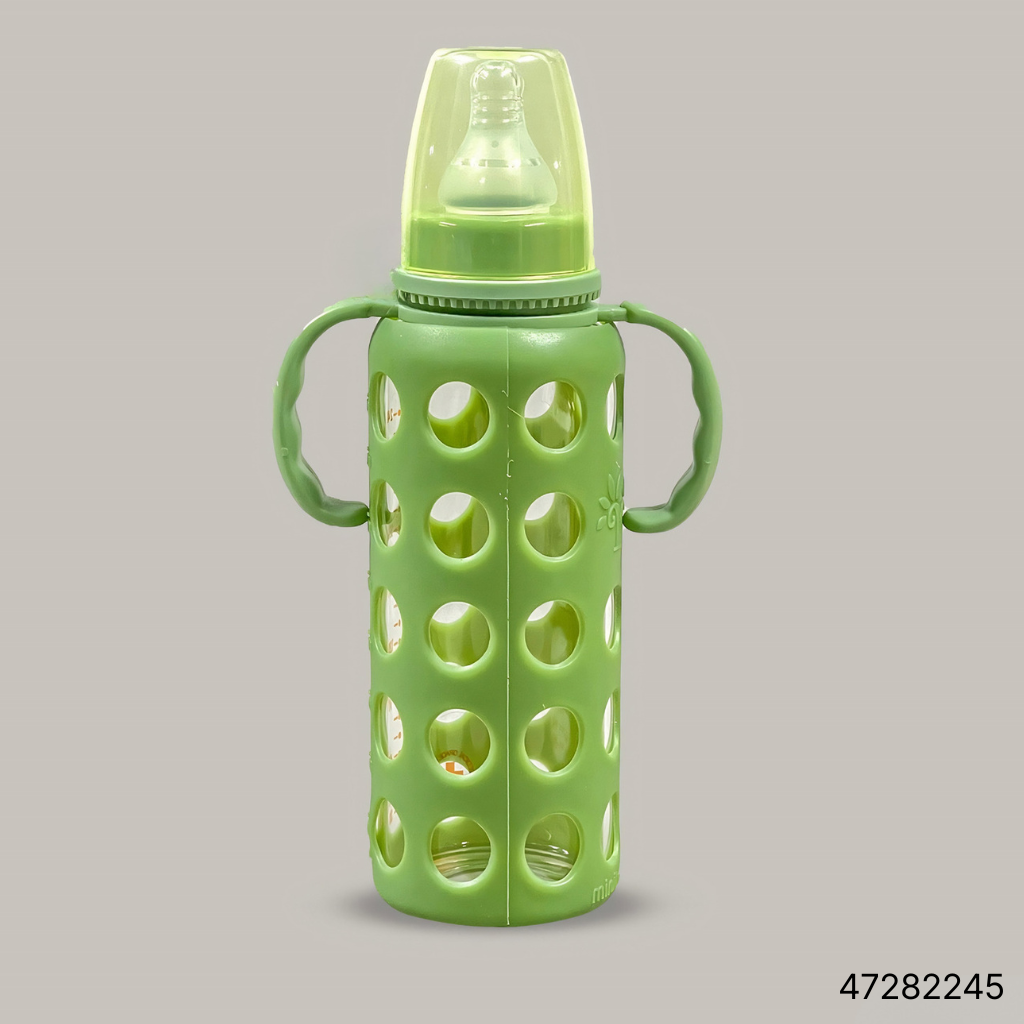 1 Minitree Slimneck Glass Feeding Bottle 6m+ 240ml - Green - Image 1