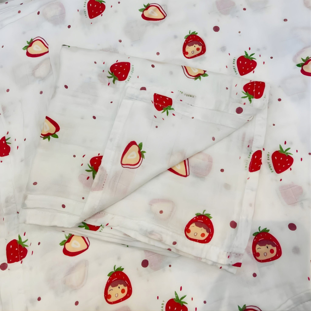 1 Single Layer Muslin Cotton Swaddle Blanket 43x50 inch - Image 1