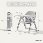 Dodohani Metal Frame Baby Feeding High Chair with Tray & Safety Belt - Image 3