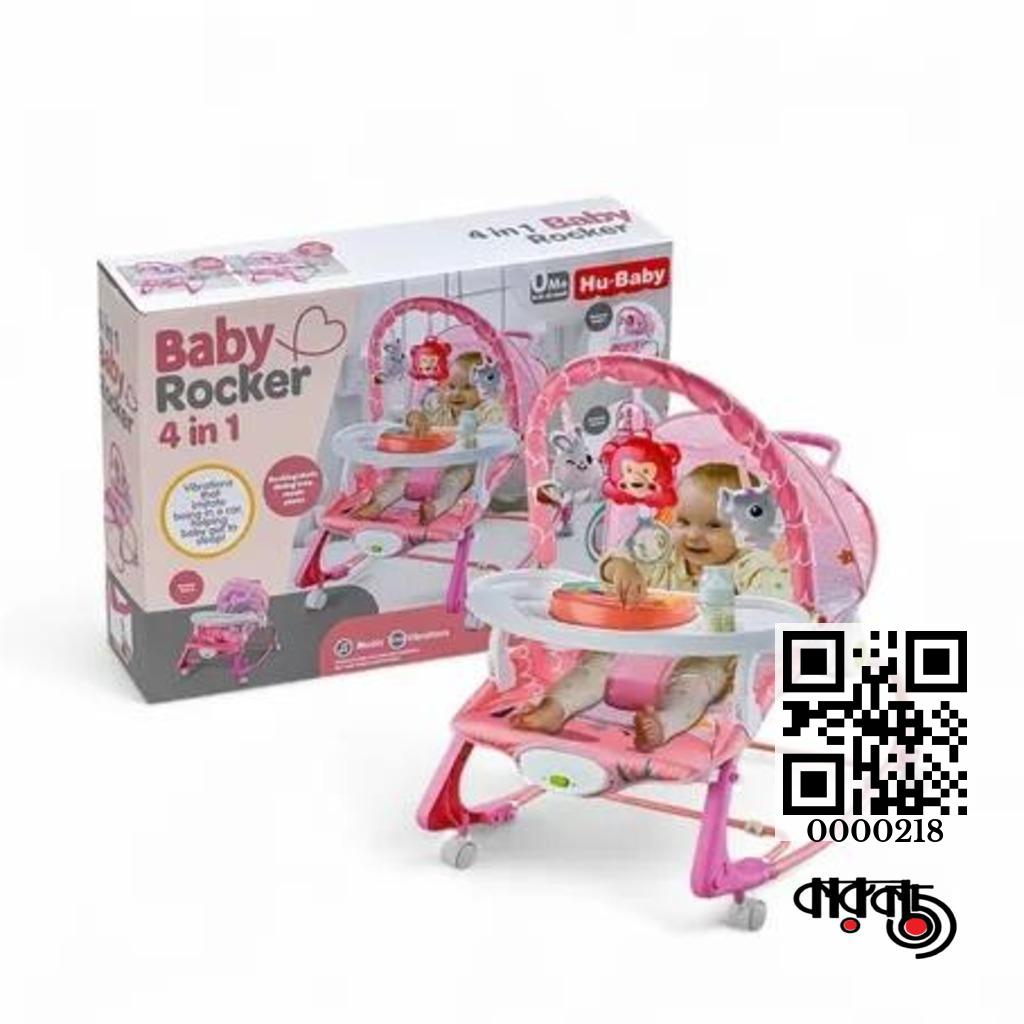 gallery__3579_20260719_121022_36d8eddc-3c33-414e-93a3-1117302378ed.jpg Hu-Baby 4 in 1 Multifunctional Baby Rocker with Dine Tray, Wheels & Music 0m+ - Image 1