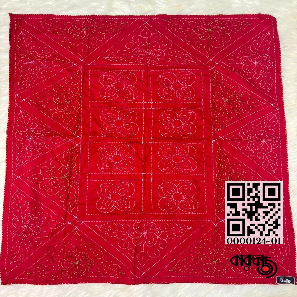 gallery__7406_20260720_210215_0c2bef6c-a6df-444f-8d2c-ad3c6f0aa174-3.jpg Handcrafted High Quality Flowral Stitch Cotton Katha – 32/42 Inch - Image 1