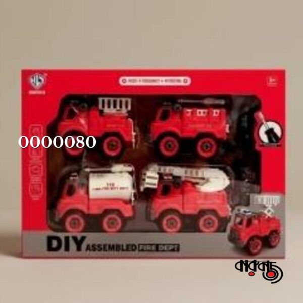 DIY Assembled Fire Dept Toy Set for Kids Gift