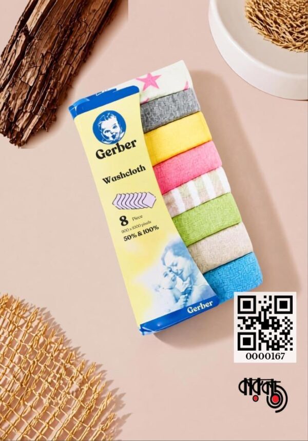 Gerber Wash Cloth Pack of 8 Multi color- Random Print