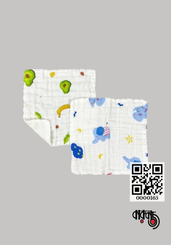 Preimum Muslin 2Pcs Wash Cloths 10x10in (China)- Random Print
