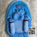 Premium Knit Cotton Baby Bedding Set with 2 Side Pillow, 1 Head Pillow and  Mosquito NetMos