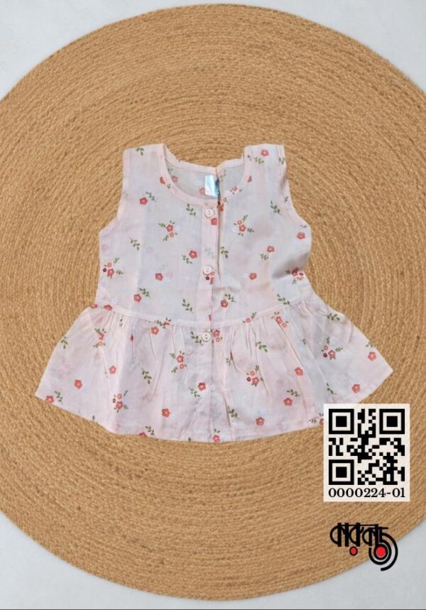 Premium Cotton Printed Newborn Frock Nima Set Button Open
